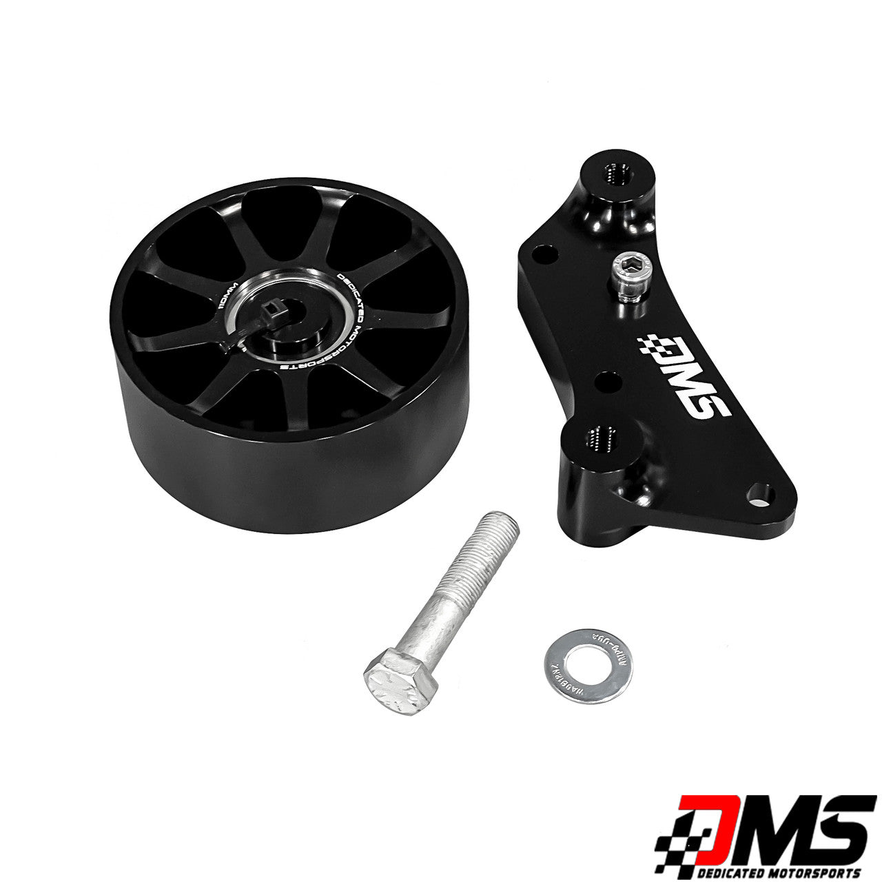 DMS 10 Rib 100mm idler and relo bracket with 1/2 bolt mod