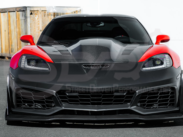 2005-2013 Corvette C6 Z06 | C7 ZR1 Style Primer Black Front Bumper Conversion Kit Replacement