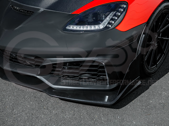2005-2013 Corvette C6 Z06 | C7 ZR1 Style Primer Black Front Bumper Conversion Kit Replacement
