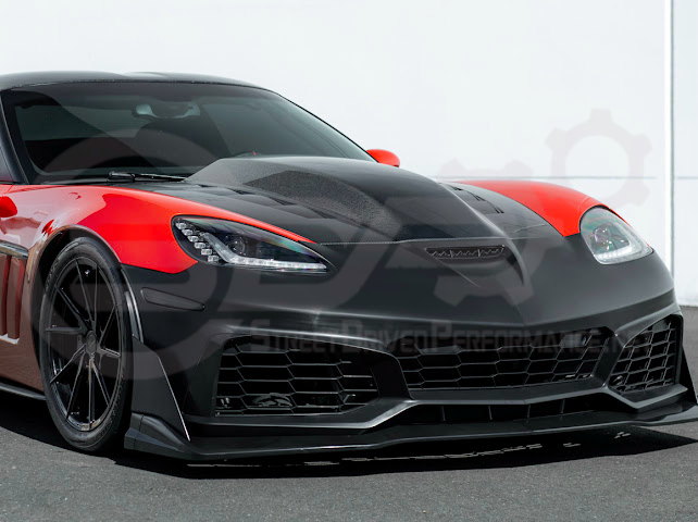2005-2013 Corvette C6 Z06 | C7 ZR1 Style Primer Black Front Bumper Conversion Kit Replacement