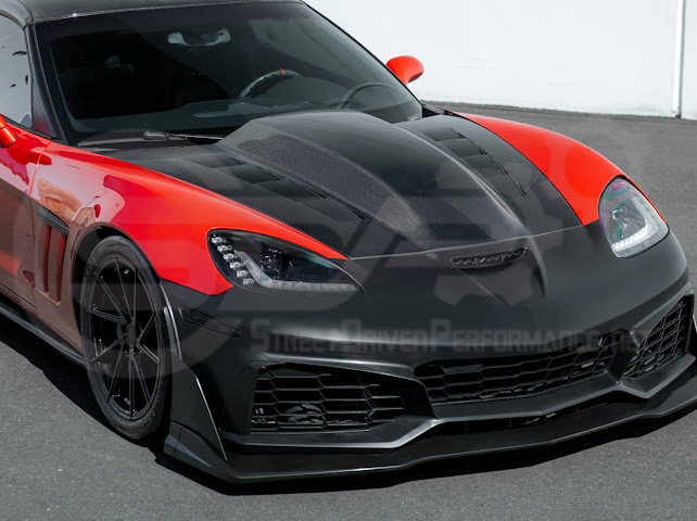 2005-2013 Corvette C6 Z06 | C7 ZR1 Style Primer Black Front Bumper Conversion Kit Replacement