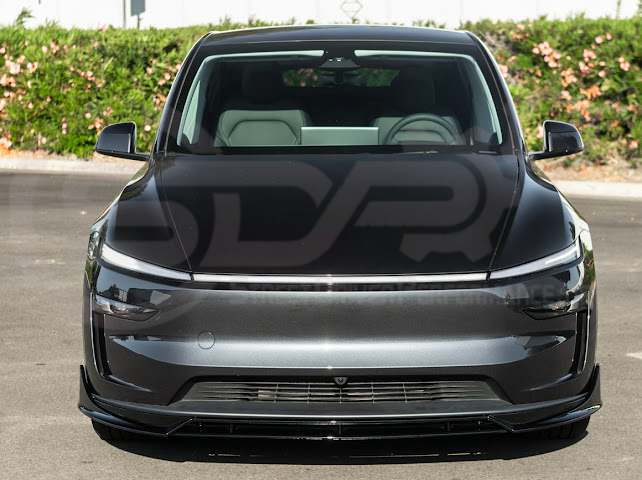 2025-UP TESLA MODEL Y | SDP TRACK STYLE GLOSS BLACK 4 PIECE FRONT LIP SPLITTER GROUND EFFECTS
