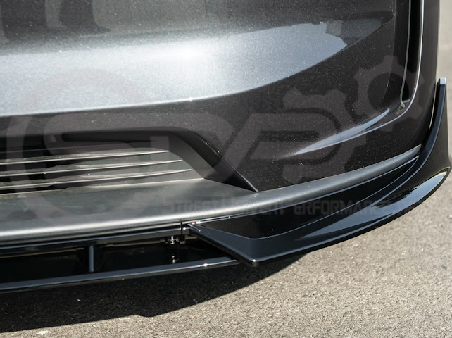 2025-UP TESLA MODEL Y | SDP TRACK STYLE GLOSS BLACK 4 PIECE FRONT LIP SPLITTER GROUND EFFECTS