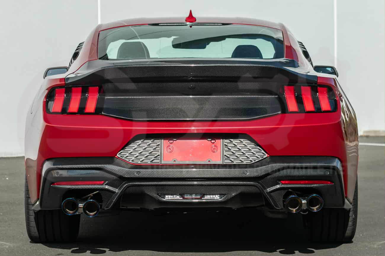 2024-UP FORD MUSTANG S650 | SUPER SNAKE STYLE CARBON FIBER REAR TRUNK DECKLID WITH INTEGRATED SPOILER WING