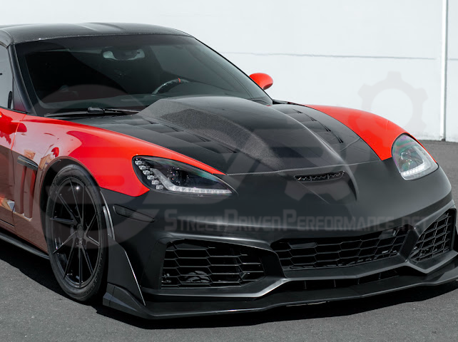 2005-2013 Corvette C6 Z06 | C7 ZR1 Style Primer Black Front Bumper Conversion Kit Replacement