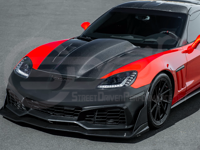 2005-2013 Corvette C6 Z06 | C7 ZR1 Style Primer Black Front Bumper Conversion Kit Replacement