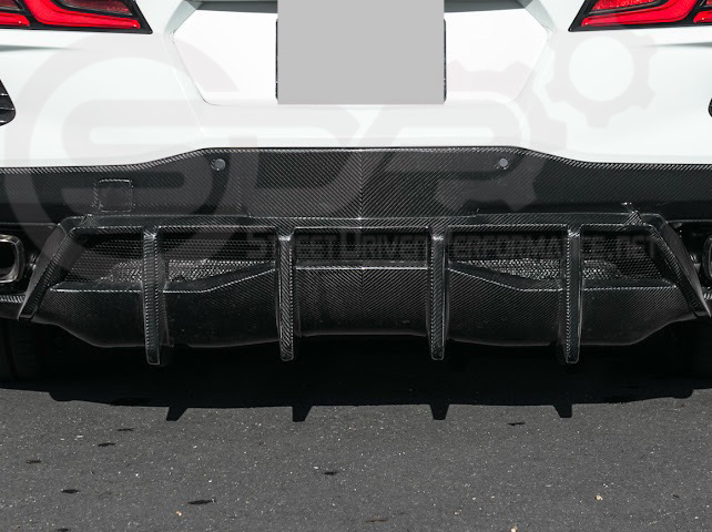 2020-UP CORVETTE C8 | CARBON FIBER REAR BUMPER DIFFUSER QUAD EXIT