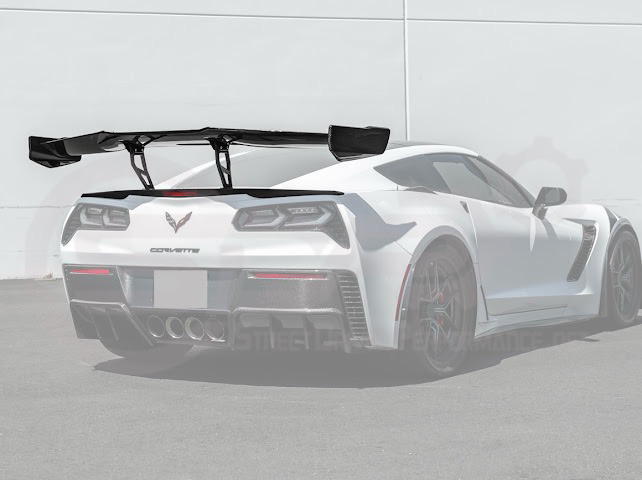 2014-2019 CHEVROLET CORVETTE C7  | EXTENDED REAR HIGH SPOILER WITH WING RISER