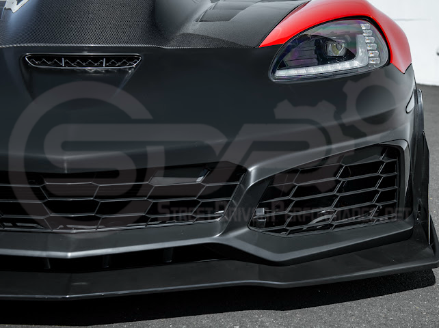 2005-2013 Corvette C6 Z06 | C7 ZR1 Style Primer Black Front Bumper Conversion Kit Replacement