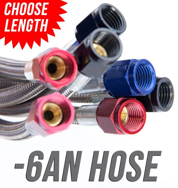Nitrous Outlet 96" 6AN Stainless Braided Hose (Blue B-Nuts)
