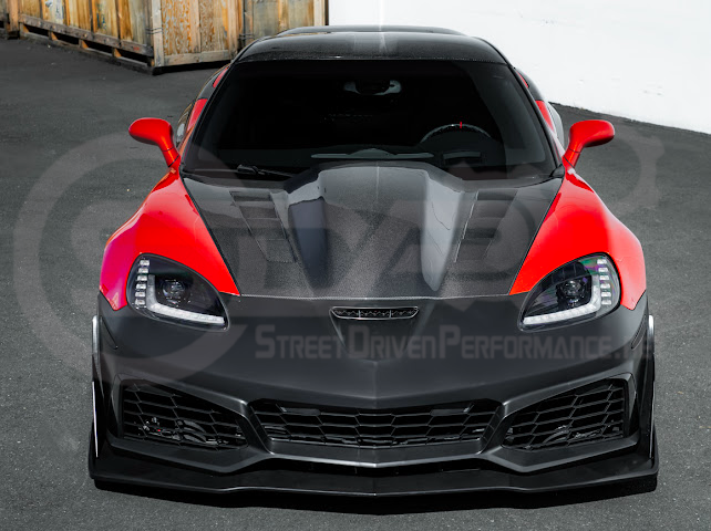 2005-2013 Corvette C6 Z06 | C7 ZR1 Style Primer Black Front Bumper Conversion Kit Replacement