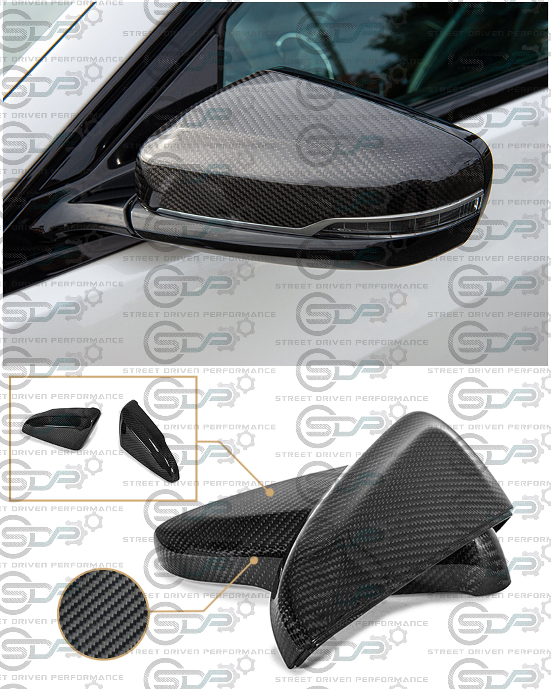 2016-2020 Cadillac CT6 & CT6-V | Carbon Fiber Mirror Cap Cover Replacement- All Models