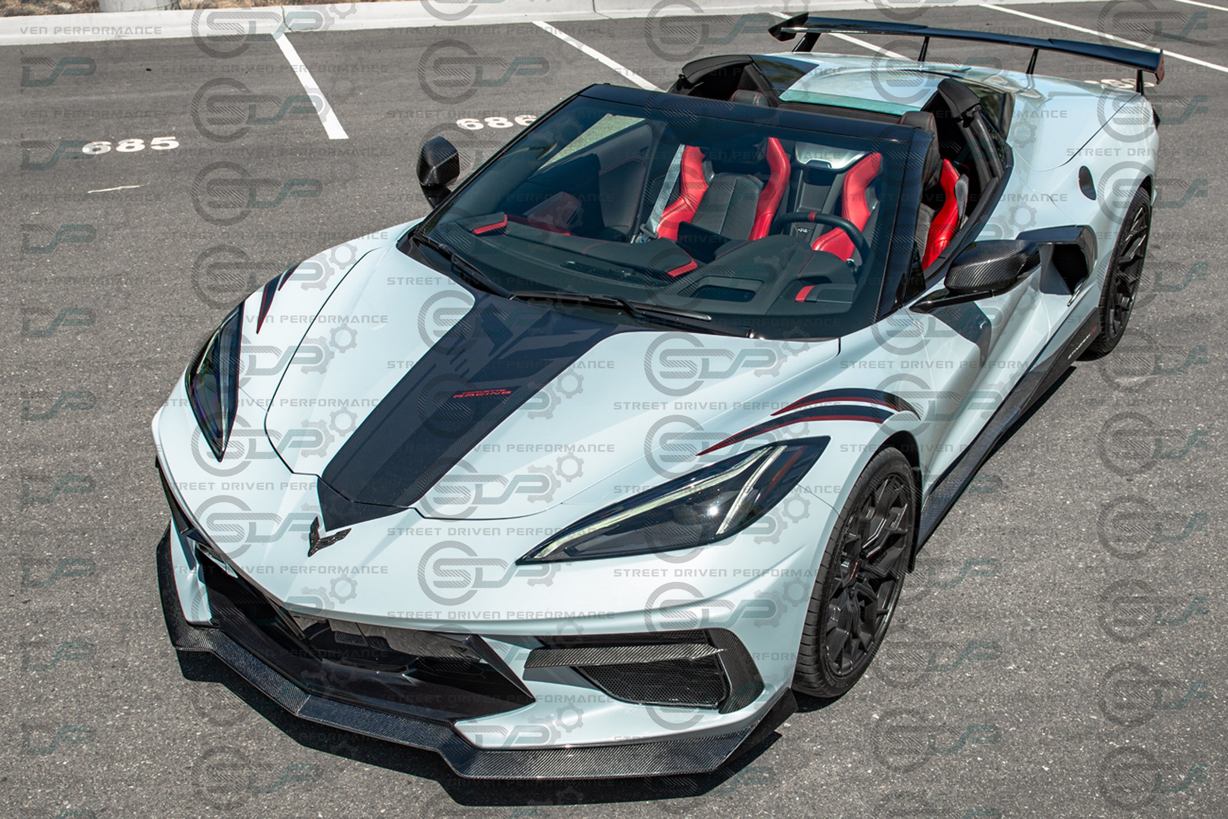 2020+ C8 Corvette Stingray & Z51 |"5VM Style" 2-Piece Splitter / Lip Ground Effects