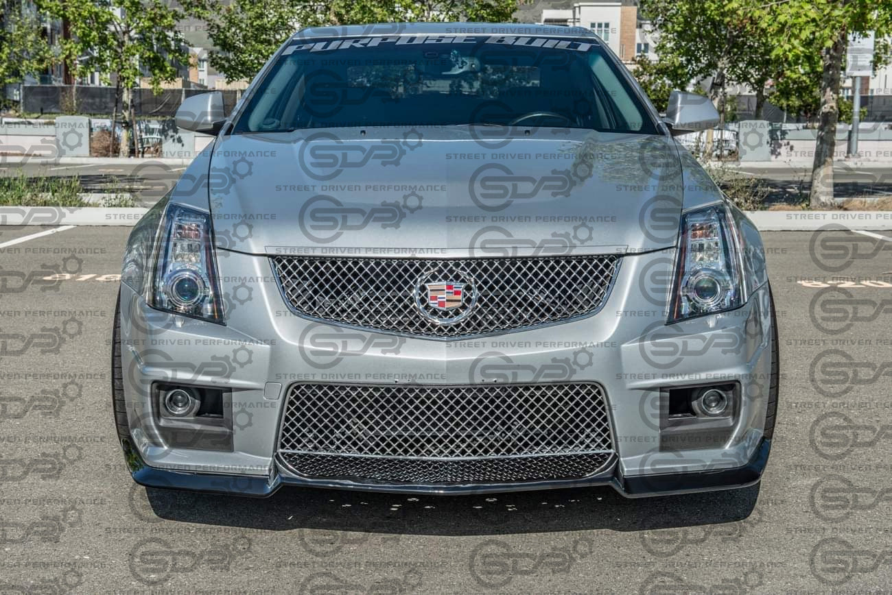2009-2015 Cadillac CTS-V V2 - Gloss Black "V3 style" front lip splitter ground effects