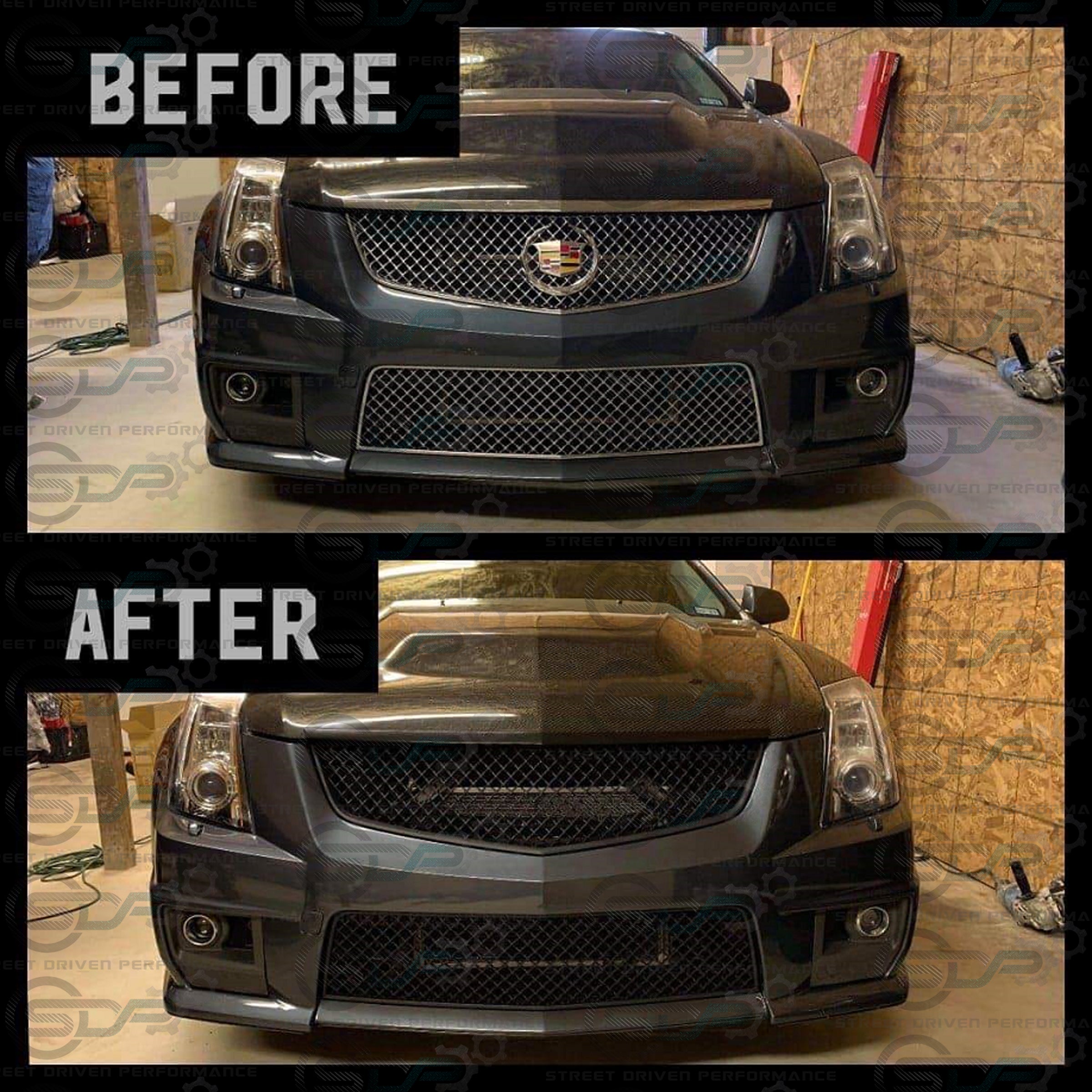 2009-2015 Cadillac CTS-V V2 -  Black front grilles set (blank no emblem)