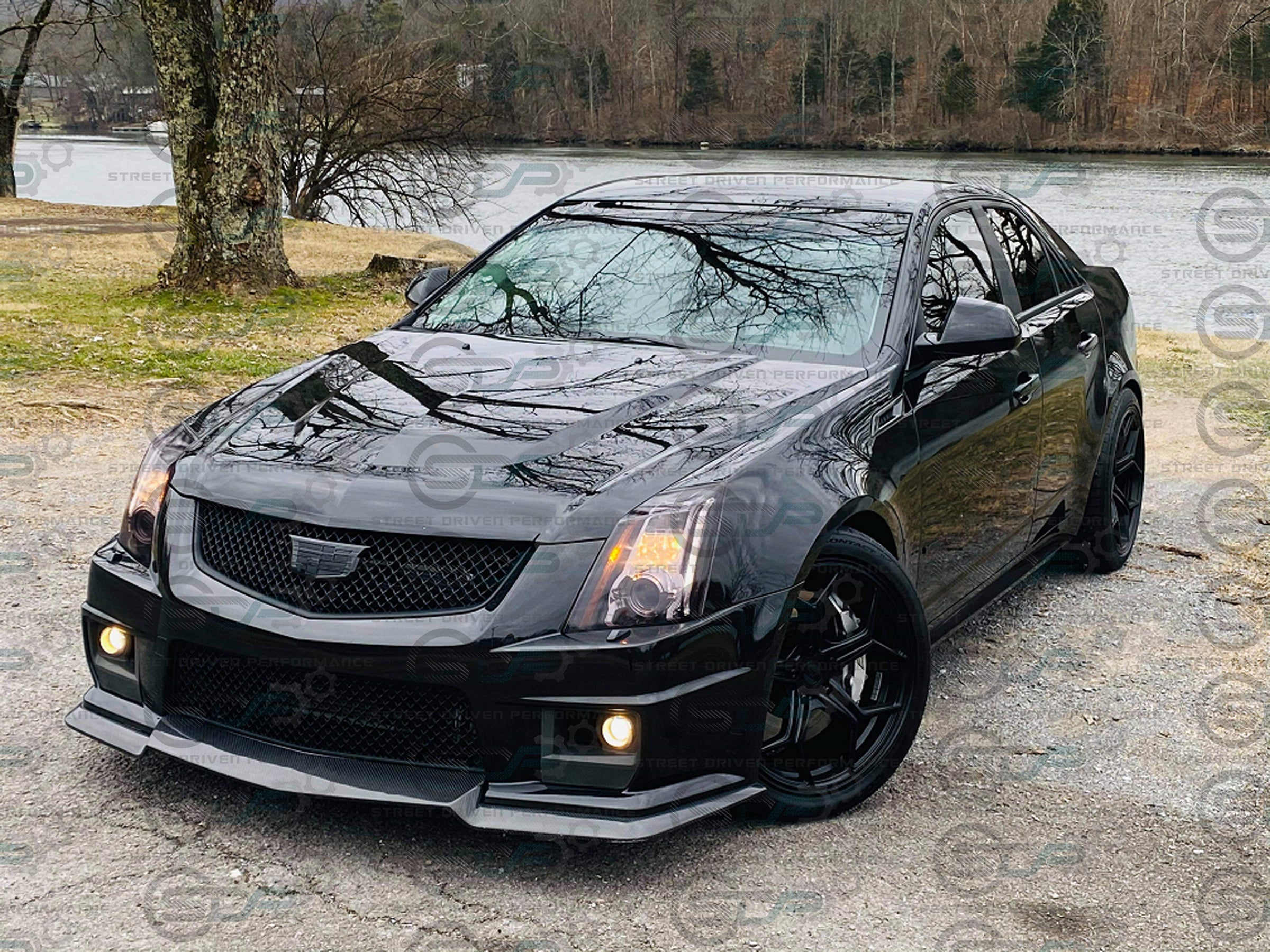 2009-2015 Cadillac CTS-V V2 -  Black front grilles set (blank no emblem)